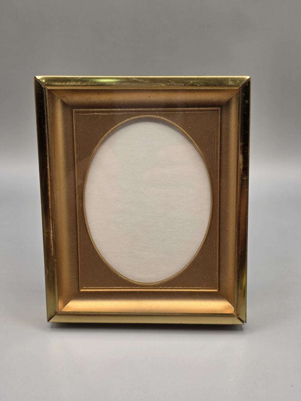 Vintage Brass Picture Frame Gold Tone Oval Mat Insert Mid Century Retro